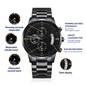 Men's Black Chronograph Watch - Gift for Dad - Engraved Message from Son