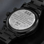 Men's Black Chronograph Watch - Gift for Dad - Engraved Message from Son