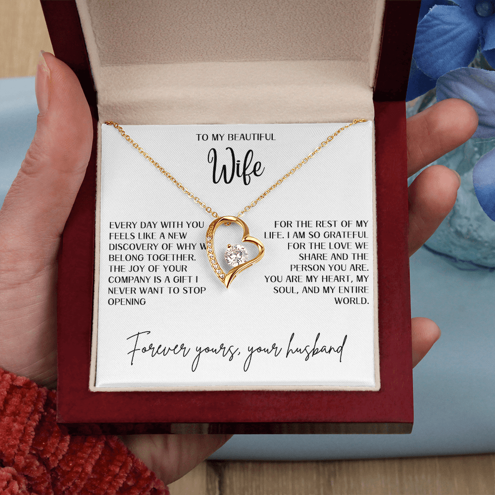 Gift for Wife "You are my heart,my soul and my entire world" Forever Love necklace