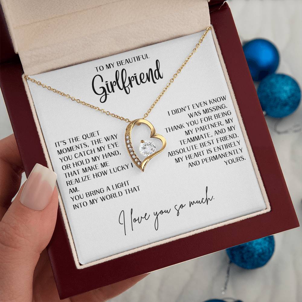 Gift for Girlfriend "You bring a light into my world" Forever Love necklace