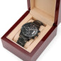 Men's Black Chronograph Watch - Gift for Dad - Engraved Message from Son