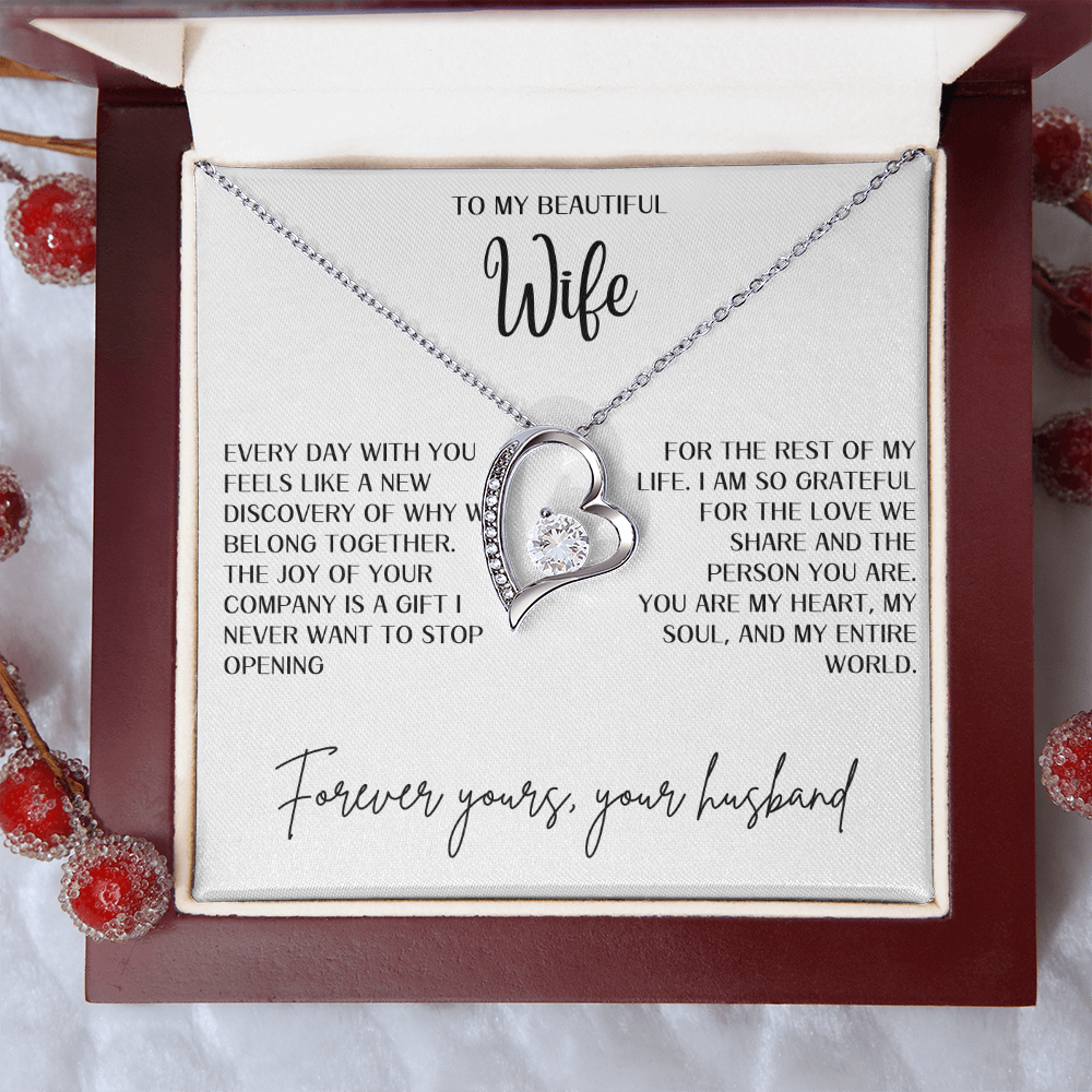 Gift for Wife "You are my heart,my soul and my entire world" Forever Love necklace