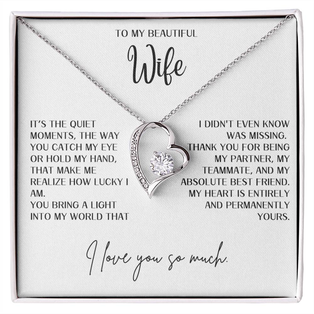 Gift for Wife "You bring a light into my world" Forever Love necklace
