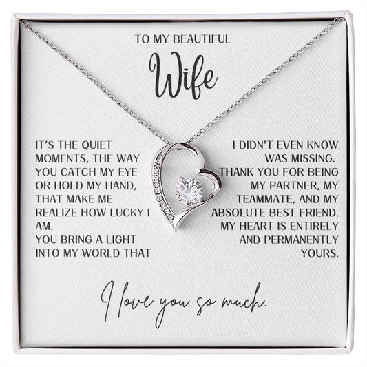 Gift for Wife "You bring a light into my world" Forever Love necklace