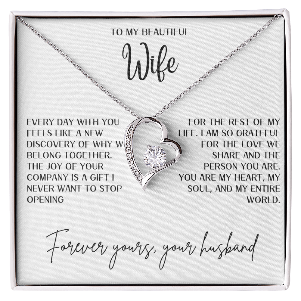 Gift for Wife "You are my heart,my soul and my entire world" Forever Love necklace