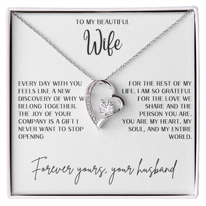 Gift for Wife "You are my heart,my soul and my entire world" Forever Love necklace