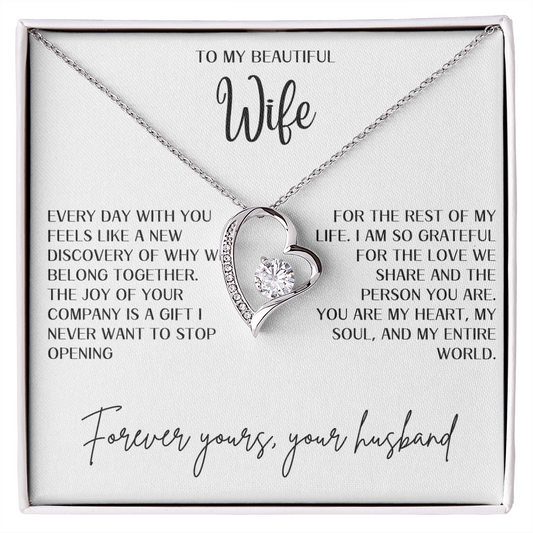 Gift for Wife "You are my heart,my soul and my entire world" Forever Love necklace