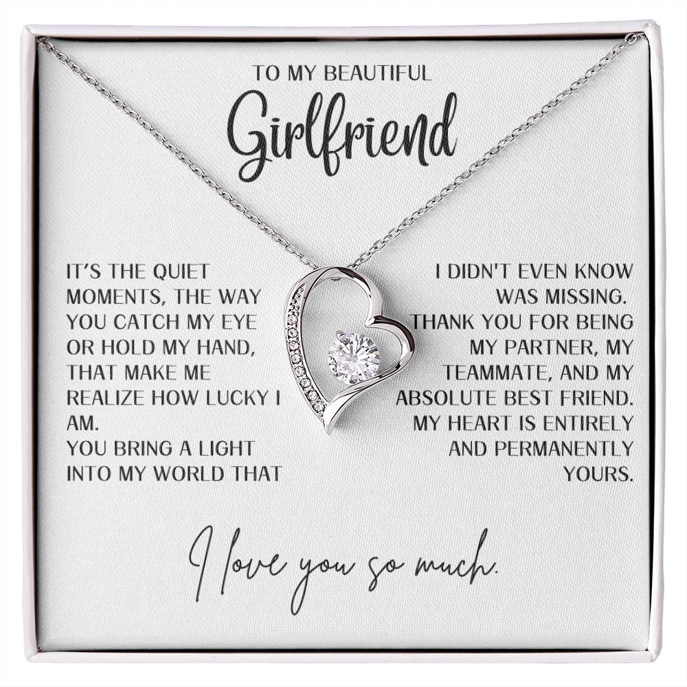 Gift for Girlfriend "You bring a light into my world" Forever Love necklace