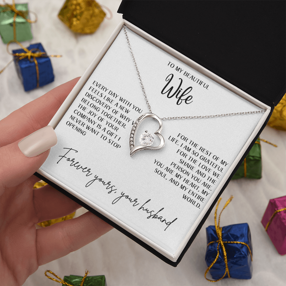 Gift for Wife "You are my heart,my soul and my entire world" Forever Love necklace
