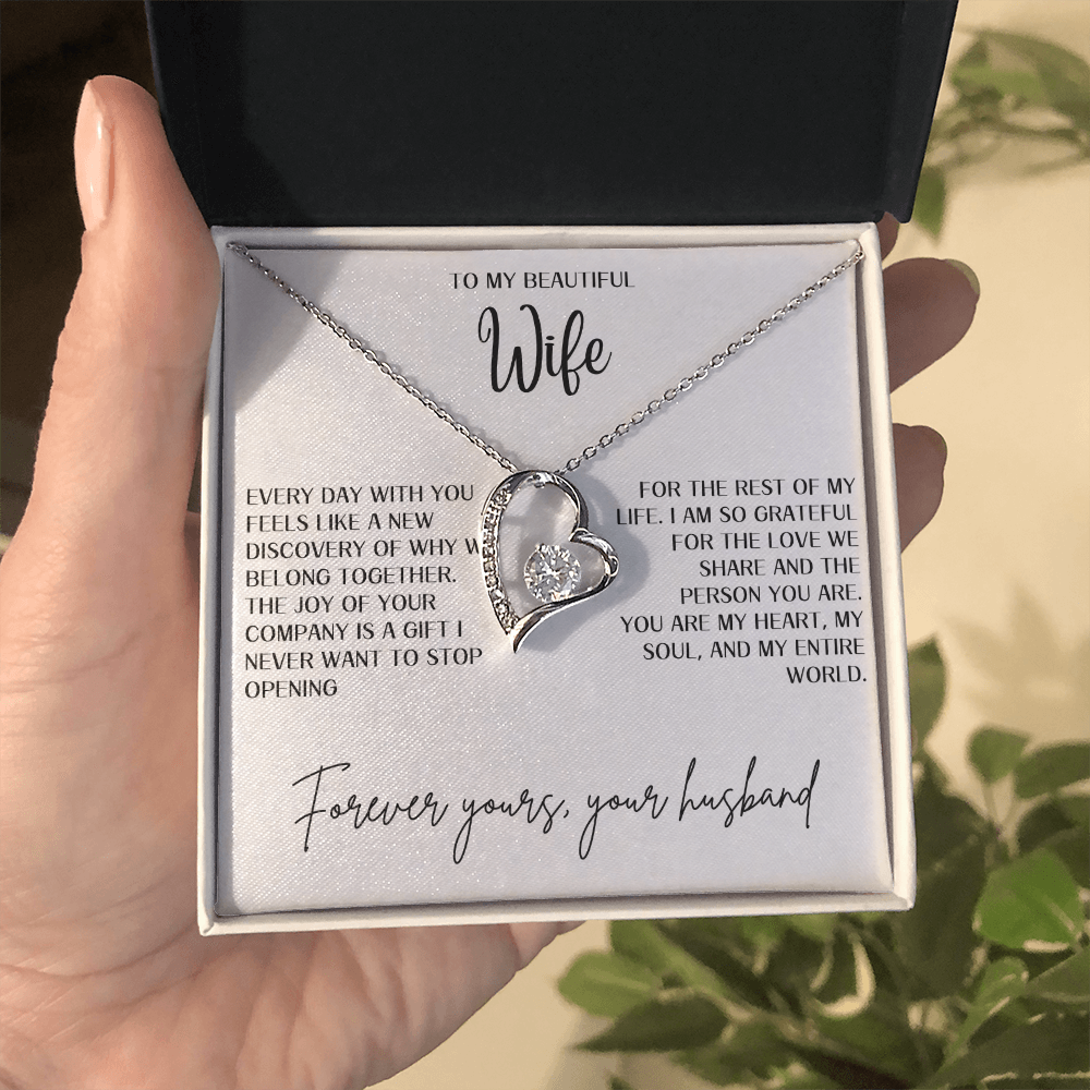 Gift for Wife "You are my heart,my soul and my entire world" Forever Love necklace