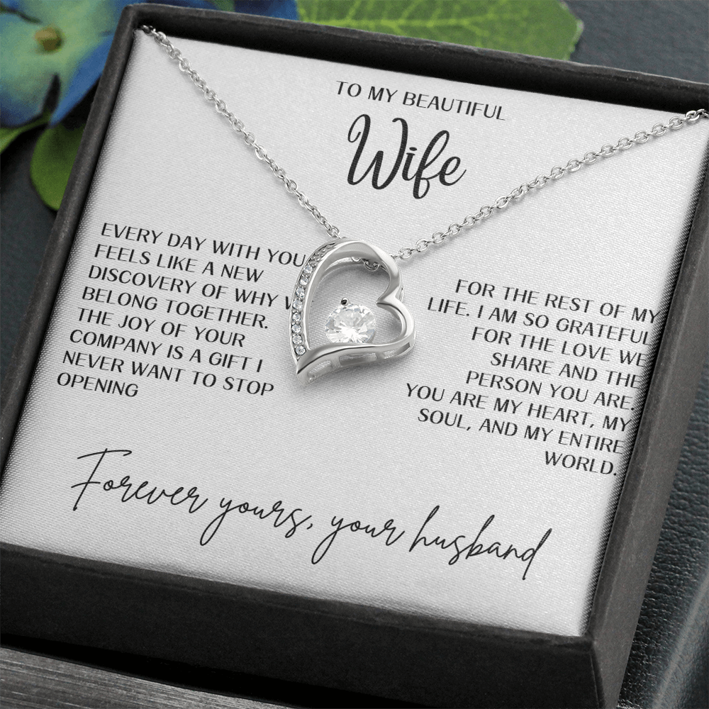 Gift for Wife "You are my heart,my soul and my entire world" Forever Love necklace