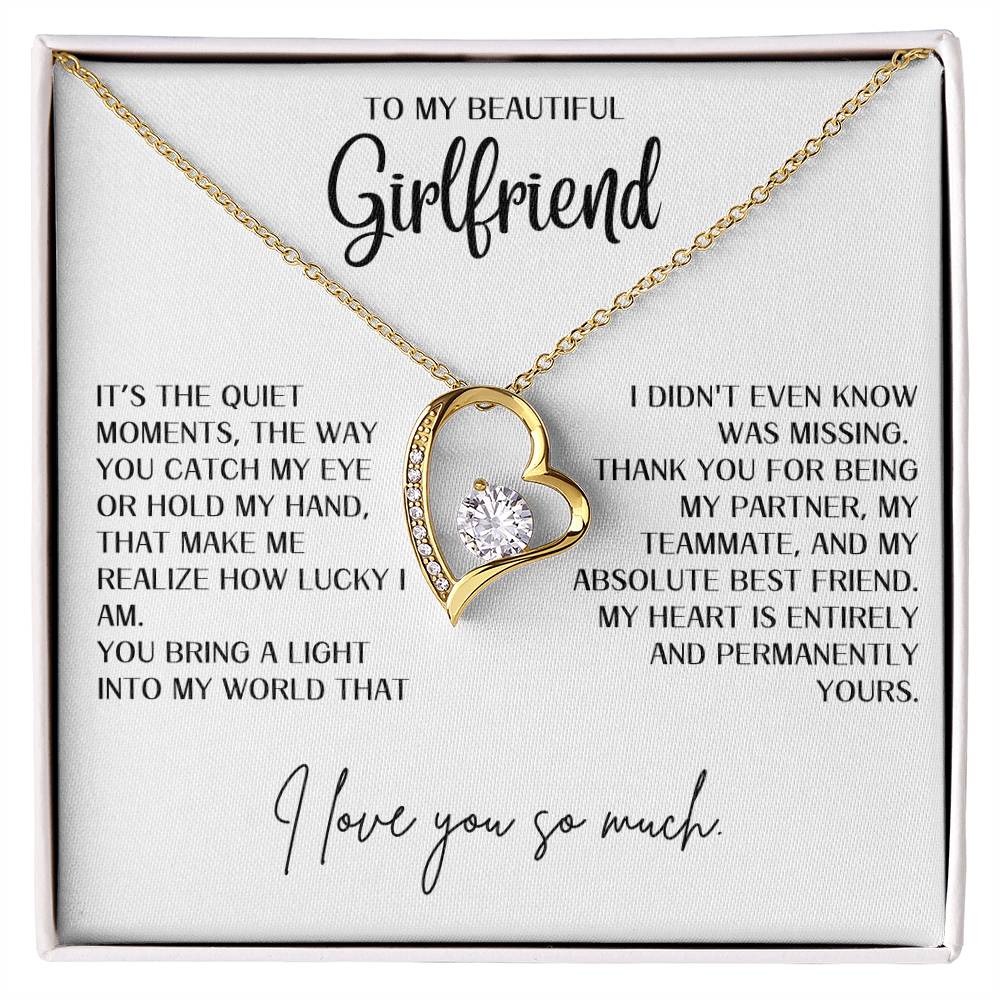 Gift for Girlfriend "You bring a light into my world" Forever Love necklace