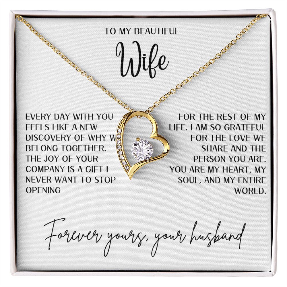 Gift for Wife "You are my heart,my soul and my entire world" Forever Love necklace