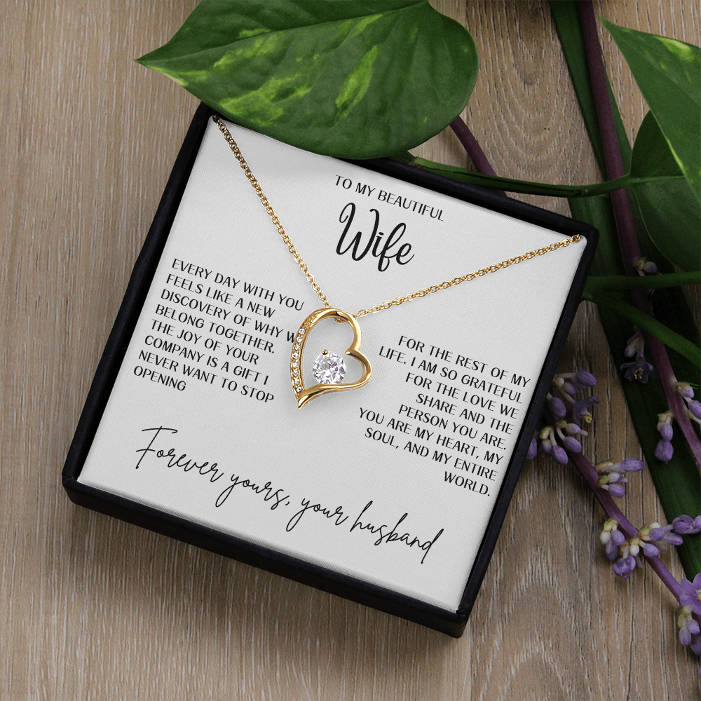 Gift for Wife "You are my heart,my soul and my entire world" Forever Love necklace