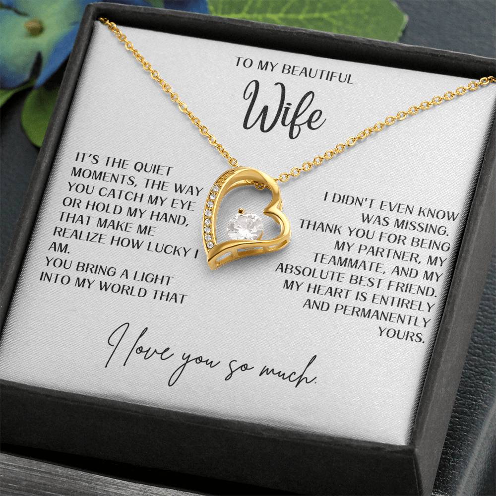 Gift for Wife "You bring a light into my world" Forever Love necklace